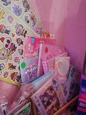 Pink Cute Stationery Bundle — Assorted Stickers & Notebooks